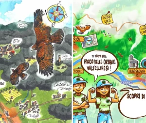 Composizione con illustrazione in acquarello e illustrazione digitale